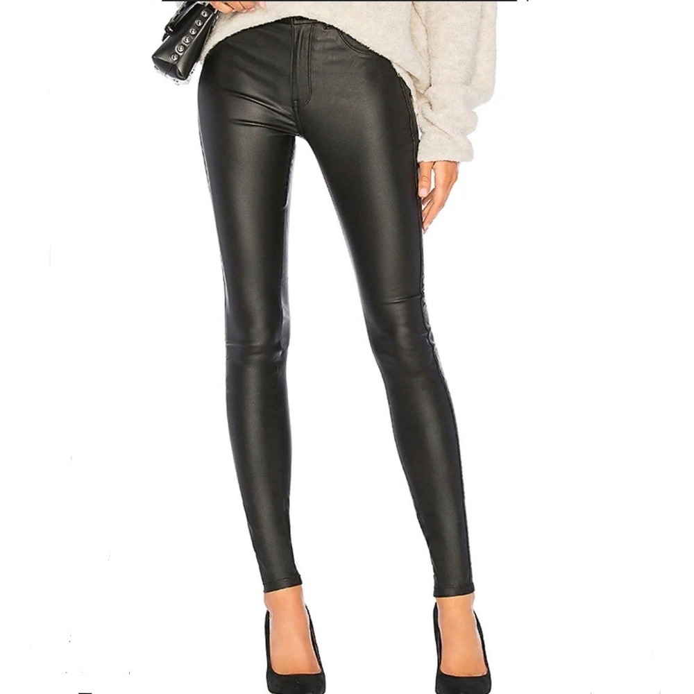 Dr Denim Plenty Black Metal Waxed Skinny Jeans Leather Look Black Sz S